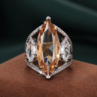 Châu Âu Mỹ ins Phong Cách Mới Mắt Ngựa Zircon Phóng Đại Nhẫn Nữ