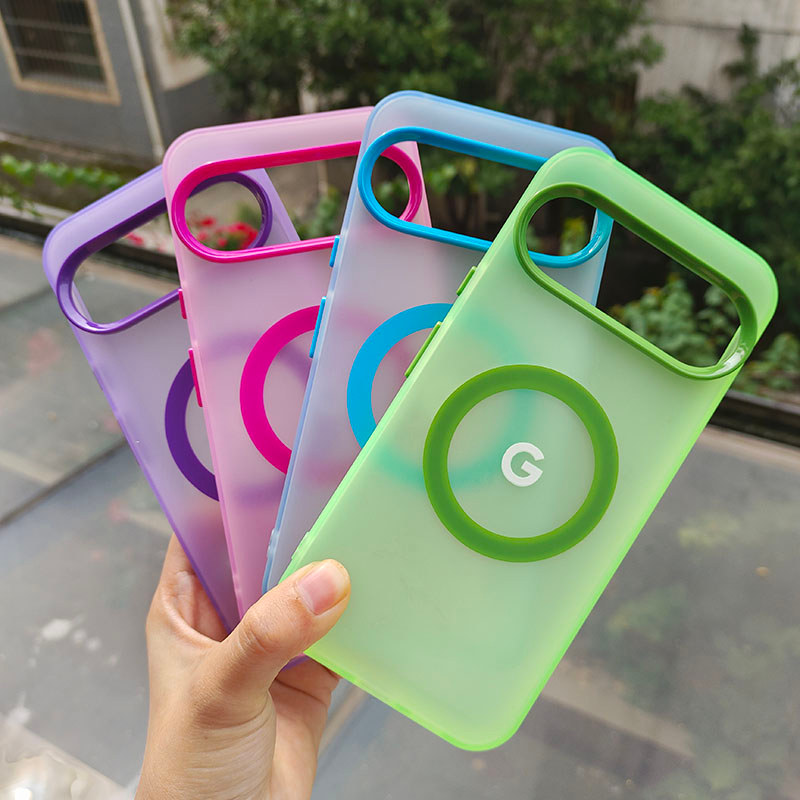 Màu Kẹo Mờ Trong Suốt Cho Ốp Lưng Từ Tính Cho Google Pixel 8 9 10 Pro XL 8A 9A Từ Tính Sạc Không Dây Mờ Ốp lưng