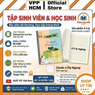 Tập Sinh Viên Thuận Tiến Milk Tea 200 Trang – Vở 4 Ô Ly Ngang, Giấy 80gsm