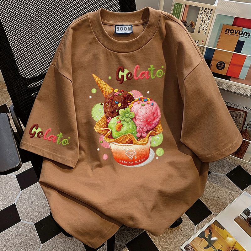 BOOM Áo thun nữ kiểu hàn quốc form rộng tay lỡ cổ tròn cotton Mát-Hè hot trend in cách dễ thương Áo phông form vừaV027