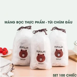 Túi màng bọc thực phẩm JY chất liệu PE co dãn có chun siêu dai - Túi gấu bọc đồ ăn