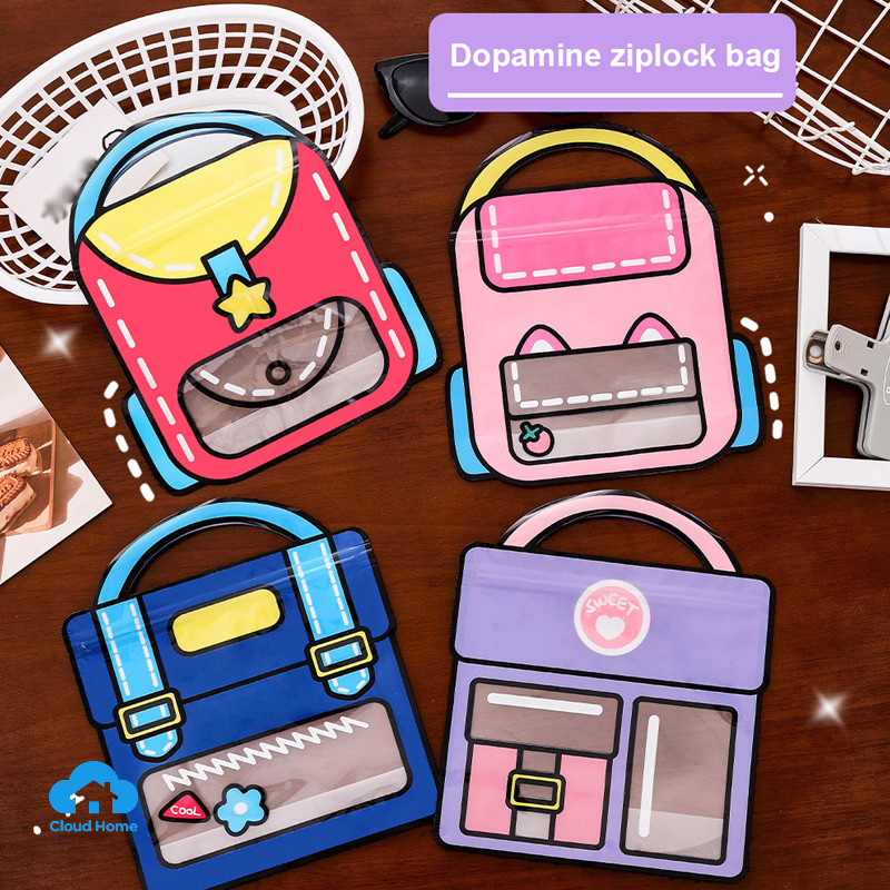 Túi tự dán cầm tay Dopamine, túi đựng quà lưu niệm dễ thương, túi đựng đồ ăn nhẹ.