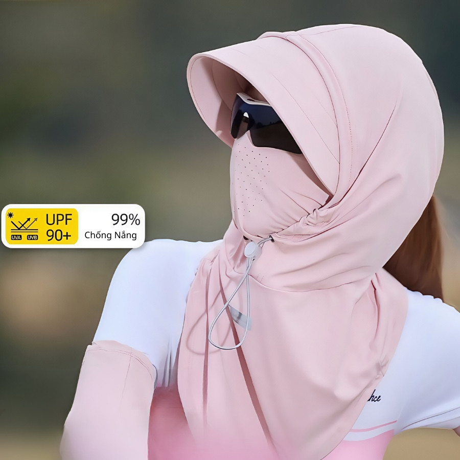 Mũ Chống Nắng HomeMate Trùm Đầu UPF90+ Chống Tia UV 99%, Khẩu Trang Che Mặt Che Cổ Gáy Thoáng Khí