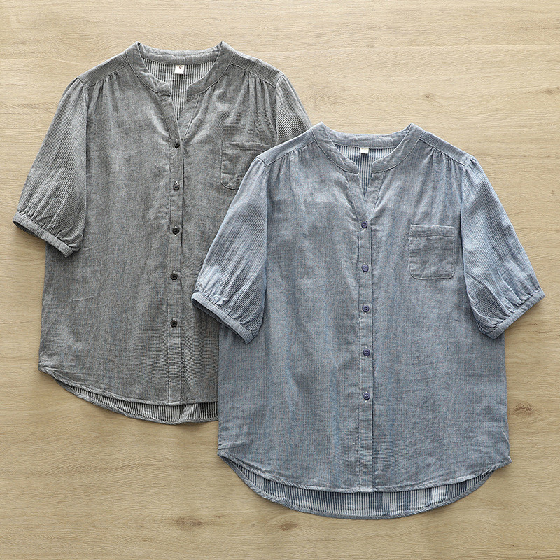 [Hàng có sẵn] Áo sơ mi nữ 100% cotton chất lượng cao mùa hè Áo cotton mỏng thông thường mới