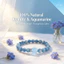 Vòng tay pha lê tự nhiên Unisex Kyanite Aquamarine - Hạt xanh nhạt - Trung tâm Aquamarine cỡ lớn - Miếng đệm kim cương bạc - Phong cách hàng ngày tối giản