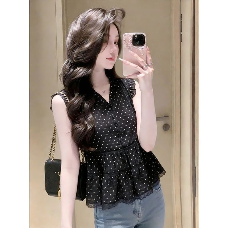 [Thời gian có hạn Seckill] Áo sơ mi voan không tay Agaric Edge phong cách Pháp dành cho nữ 2026 Phong cách mới Mùa hè Áo sơ mi nhỏ tinh tế thời trang Áo giảm tuổi