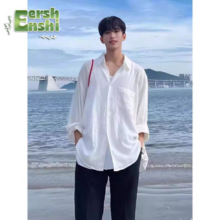 Áo sơ mi pha trộn vải lanh cotton trưởng thành cao cấp phong cách đường phố cổ điển dành cho nam và nữ
