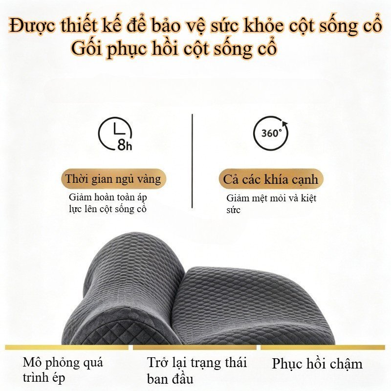 Gối công thái học, mềm mại và thoải mái, nâng đỡ cổ, ngăn ngừa thoái hóa đốt sống cổ và cải thiện giấc ngủ