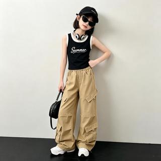 QuầN Cargo Bé GáI MẫU MớI ỐNg RộNg ĐA TúI Xanh QuâN ĐộI Kaki Style NgọT QuầN Dù