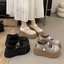 Giày Sandal Dệt Rỗng Mũi Che Phủ Nữ Giày Lưới Thoáng Khí Mùa Hè Phù Hợp Với Loafers Dày Đế Cao Sha