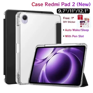 Ốp lưng Redmi Pad 2 9.7 inch Mới có khe cắm bút Vỏ bảo vệ tự động đánh thức Redmi Pad 2 Vỏ 11 inch có mặt sau trong suốt cho Xiaomi Redmi Pad 2 Pro 12.1 inch