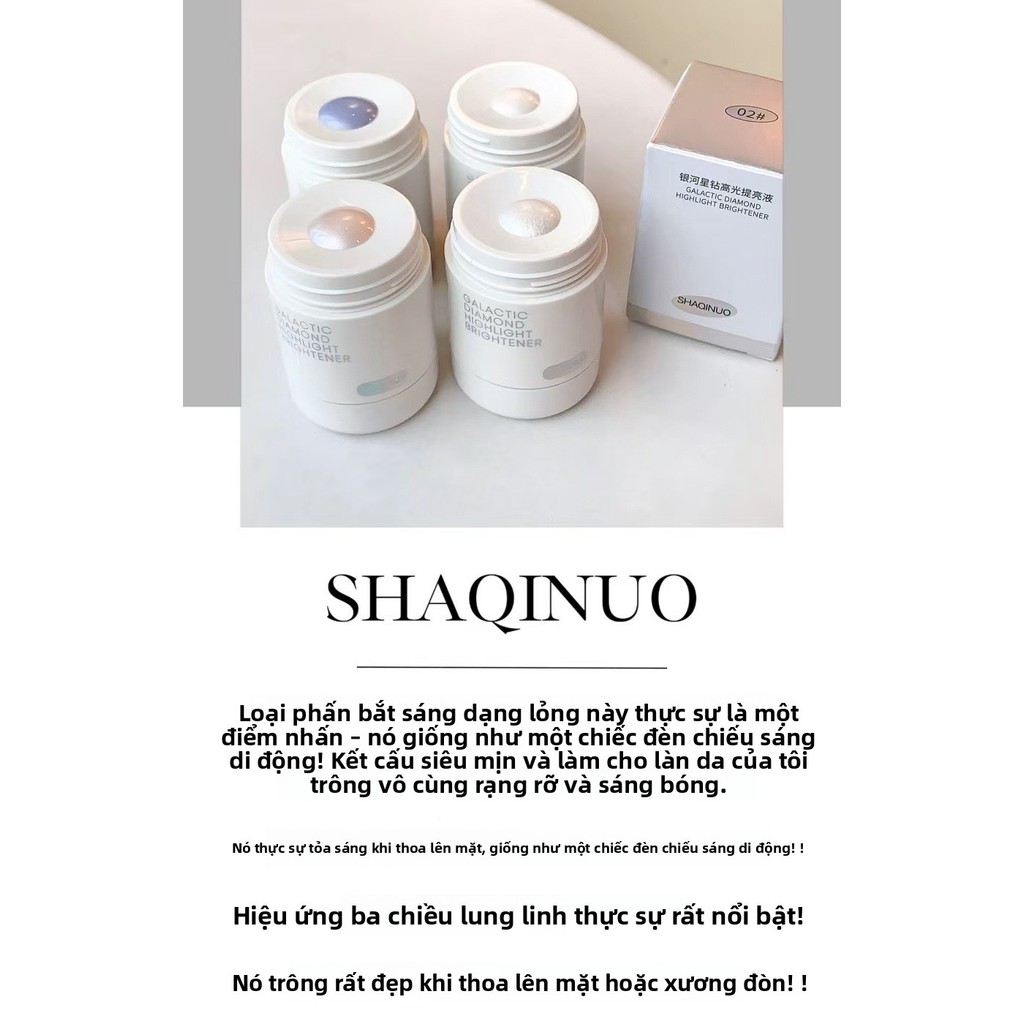 SHAQINUO Chất lỏng làm sáng độ bóng cao, Phấn mắt ngọc trai nổ, Phấn mắt ngọc trai mịn làm sáng