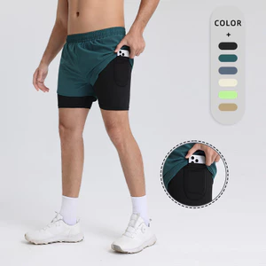 Nhanh Khô Giả Hai Mảnh Thể Thao Quần Short Đàn Hồi Cao Thoáng Khí Chống Chafe Tập Gym Chạy Xe Đạp Tập Luyện Quần Ngắn Dành Cho Nam Nữ