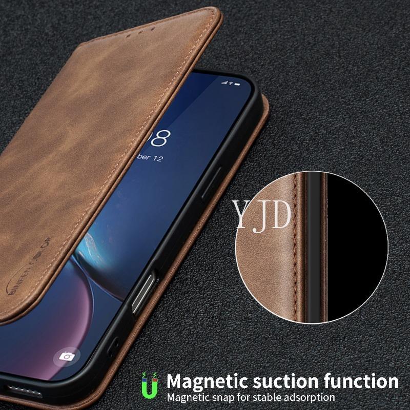 YJD Ốp Lưng Cho Honor 500 Smart X6D Màu Trơn Họa Tiết Cao Bồi Da Khe Cắm Thẻ Vô Hình Khóa Từ Tính Chống Rơi Vỏ Điện Thoại