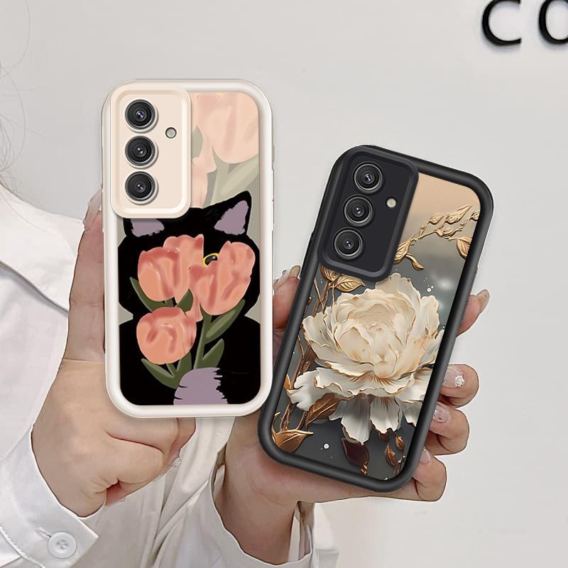 Ốp Lưng Cho Samsung S20 S21 S22 S23 S24 S25 S26 PLUS FE + Hoạt Hình Silicone Bé Gái Mềm TPU Hoa Tulip Mắt Thiên Thần Chống Sốc Ốp Điện Thoại