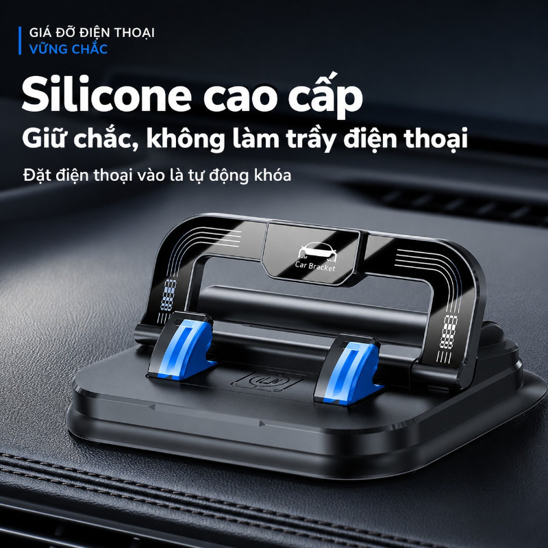 Giá Đỡ Điện Thoại Ô Tô 2 Trong 1 Kèm Biển Số Xe – Xoay 360° Gắn Taplo, Lắp Đặt Dễ Dàng