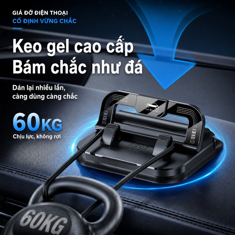 Giá Đỡ Điện Thoại Ô Tô 2 Trong 1 Kèm Biển Số Xe – Xoay 360° Gắn Taplo, Lắp Đặt Dễ Dàng