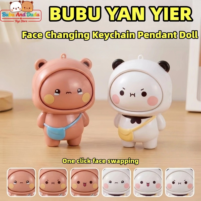 Gấu Trúc Yier Và Bubu Búp Bê Có Thể Thay Đổi Mặt Cặp Đôi Móc Khóa Đồ Chơi Giảm Căng Thẳng BUBU DUDU Búp Bê Bàn Trang Trí Đồ Chơi