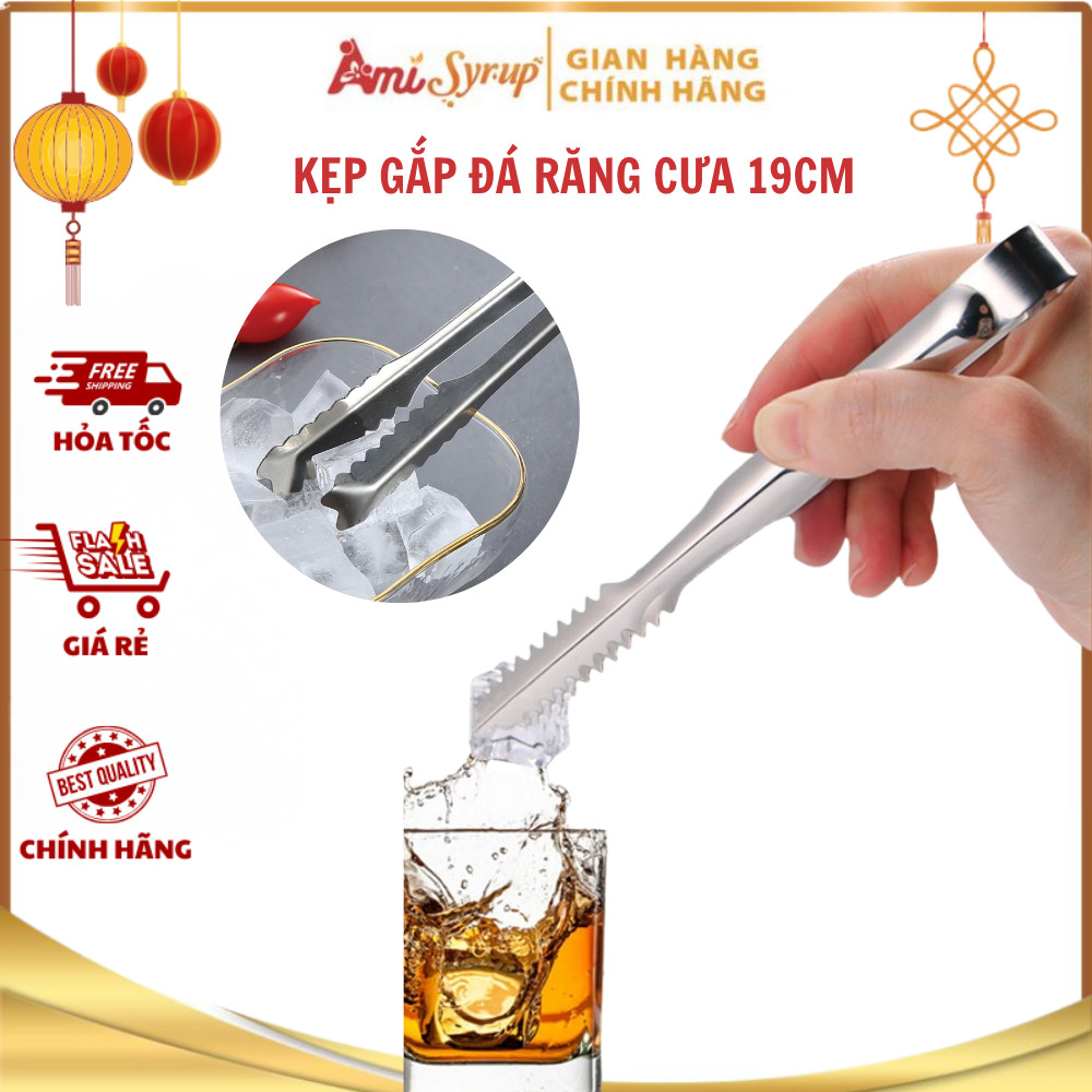 Kẹp Gắp Đá Răng Cưa 19cm Chất Liệu Inox Sáng Bóng Bền Đẹp, Chống Gỉ Tiện Lợi Chuyên Dụng Cho Pha Chế