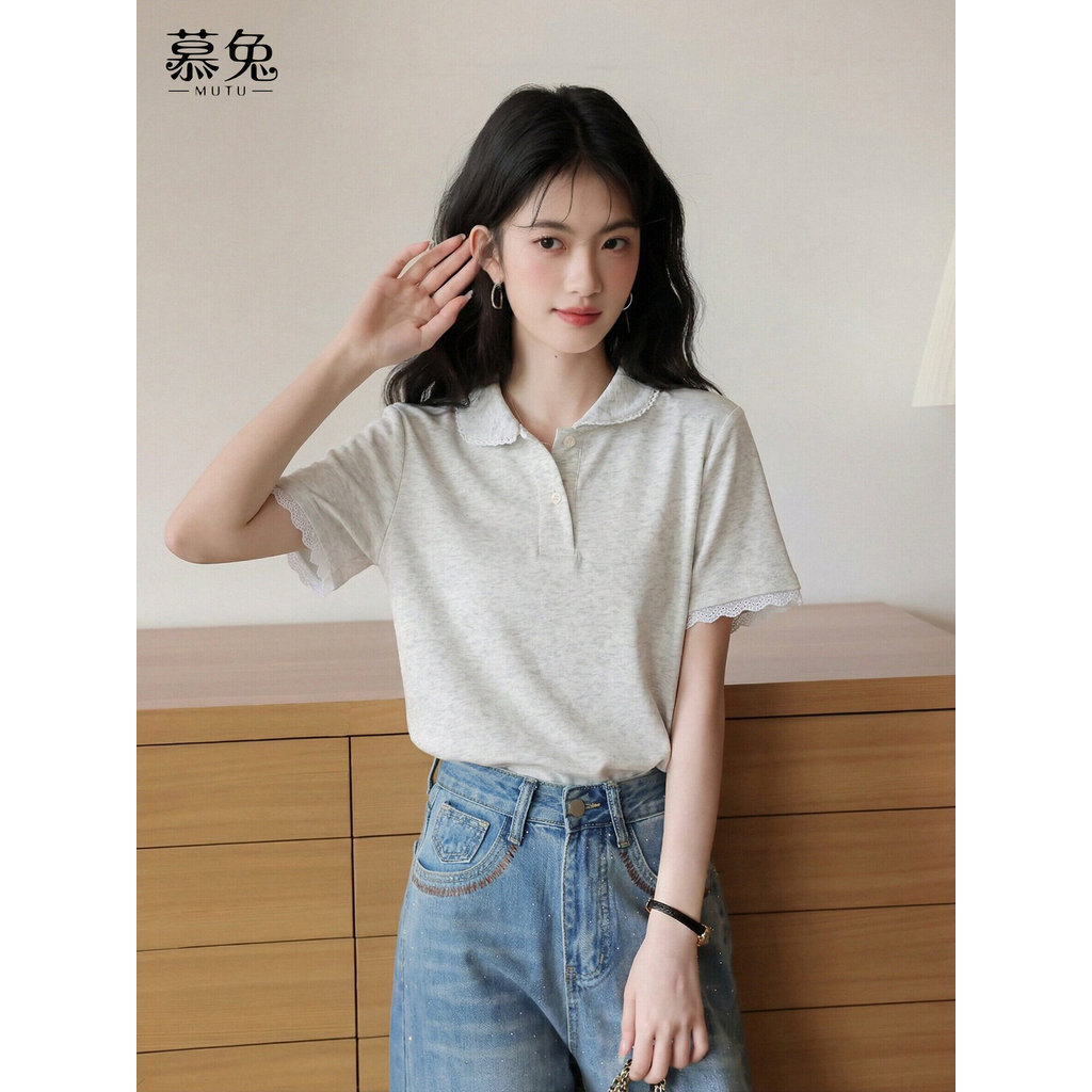 Mutu Áo Thun Ren Nữ Phong Cách Hàn Quốc Sweet Lace Cho Mùa Hè