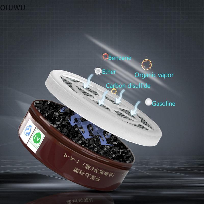 QIUWU Tranh Mặt nạ khí Mặt nạ phòng độc Bộ lọc than kép Công nghiệp hóa chất Thuốc trừ sâu Kính chống sương mù Mặt nạ bảo vệ.