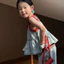 Mùa hè 2026 Phong cách mới cho bé gái Denim Sling Suit Denim Sling + Quần crop