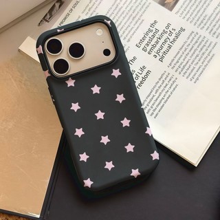 Ốp bảo vệ chân đế hình trái tim họa tiết ngôi sao đen cho iPhone 11 12promax 13pro15pro 15promax 14 14promax 14pro 16 pro max 16 plus 17 17promax ốp lưng hai trong một