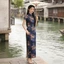 Đầm sườn xám plus size dáng dài, style retro mỏng nhẹ, trendy Trung Quốc