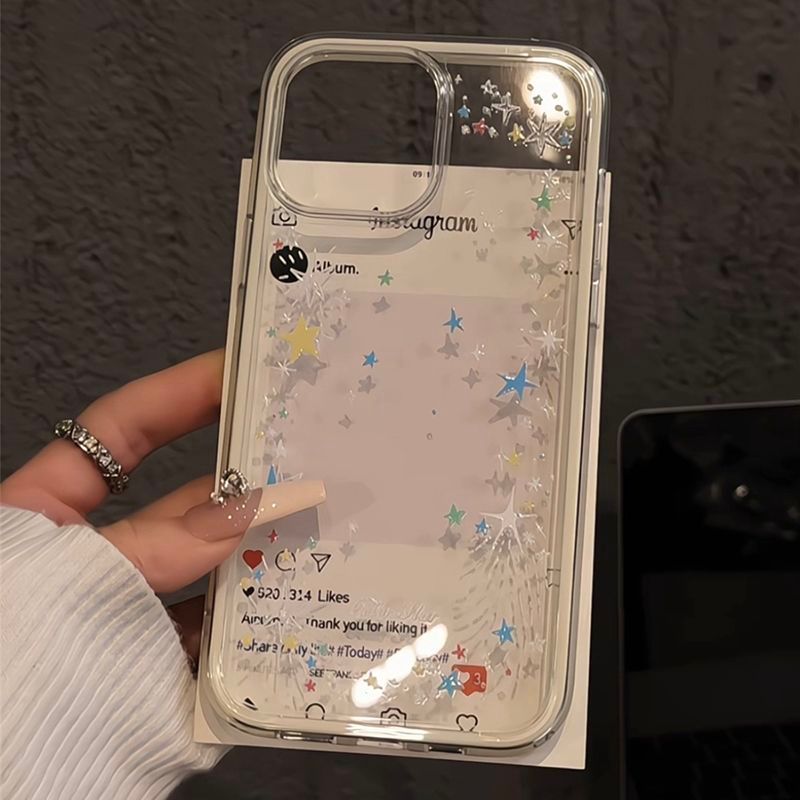 Vỏ lưng điện thoại họa tiết ngôi sao trời trong suốt mềm mại tương thích iPhone 17, 14,