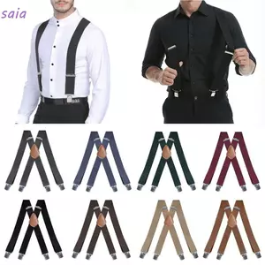 SAIA Nam Suspenders, nẹp lưng hình chữ X rộng 3.5cm, 4 kẹp quần điều chỉnh, phù hợp tiệc cưới