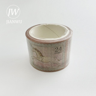 JIANWU 30mm * 5m Vintage Tem Phong Cảnh Chất Liệu Cắt Dán Thêu SòWashi Băng Sáng Tạo DIY Tạp Chí Văn Phòng Phẩm