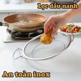 Khay lưới thép không gỉ 304 Giá thoát dầu Vòng sâu Dụng cụ lọc thực phẩm Chiên hấp nướng
