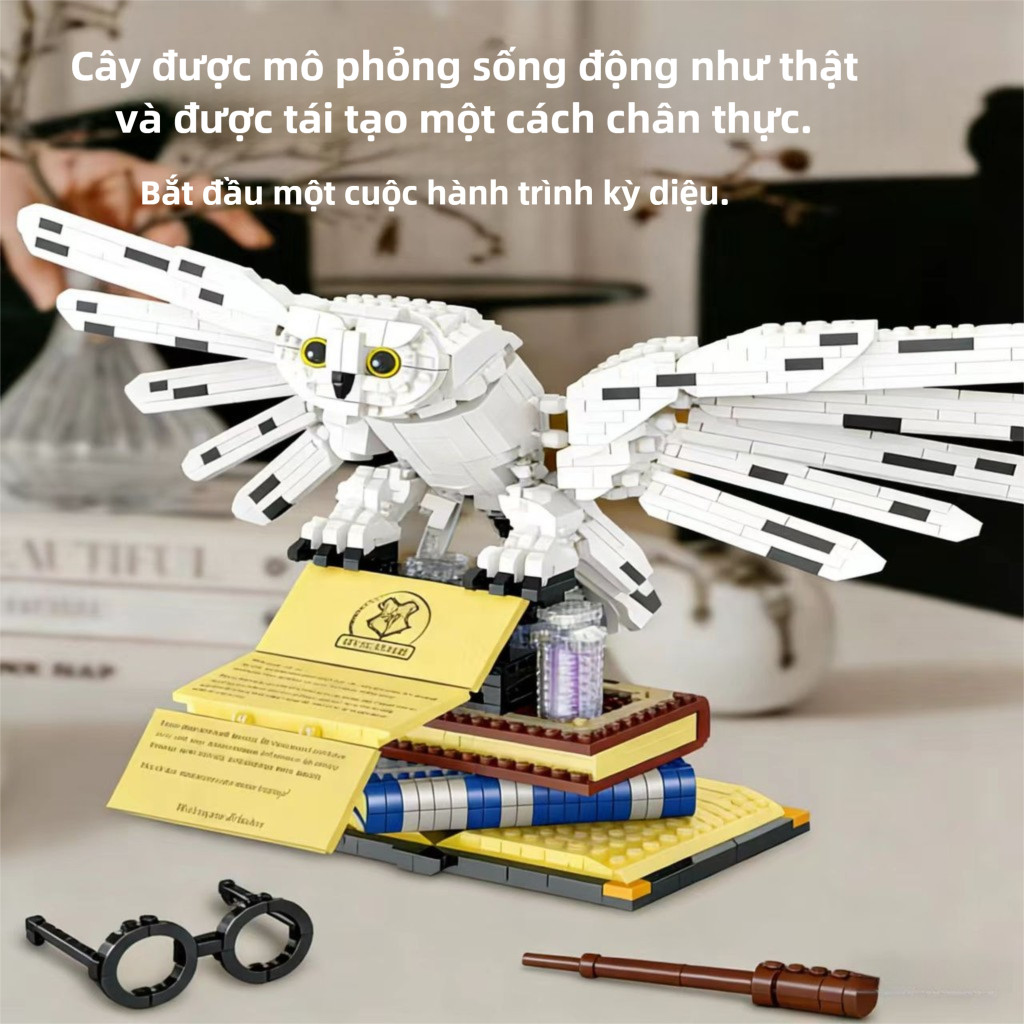 Harry Potter Bộ lắp ráp cú lông trắng đồ chơi trang trí bàn quà tặng sưu tập