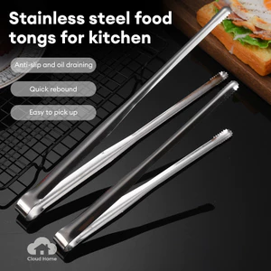 Kẹp đá bằng thép không gỉ 304, chống bỏng, kẹp thực phẩm gia dụng, kẹp nướng thịt kéo dài.