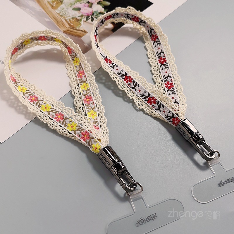 Điện Thoại Di Động Dây Đeo Cổ Tay Phong Cách Ngắn Xoay Phong Cách Rỗng Ren Webbing Dây Đeo Tay Siêu Đẹp Nữ Niche Tinh Tế Ngoài Trời