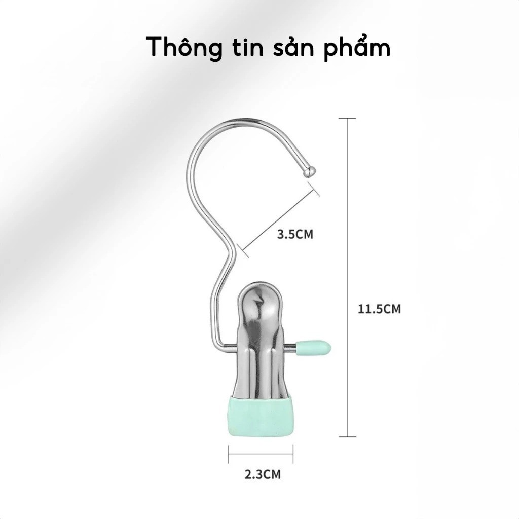 Combo 10 Móc Kẹp Đơn Treo Quần Áo, Mũ, Nón ,Tất, Vớ Bằng Inox Bọc Nhựa PVC Chắc Chắn Tiện Ích, Đa Năng