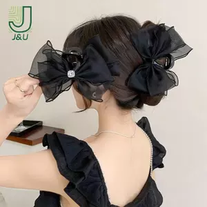 Retro Mới Lớn Bướm Mây Lưới Kẹp Tóc Thời Trang Đuôi Ngựa Cá Mập Lấy Kẹp Bé Gái Quà Tặng Phụ Kiện Tóc