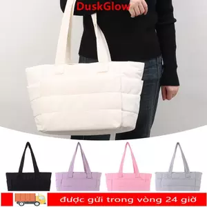 Túi xách DUSKGLOW Fluffy Puffer, Túi Tote nữ nhiều túi thông thường, Túi đi lại dung tích lớn thời trang dành cho công sở du lịch Cửa hàng phòng tập thể dục bãi biển