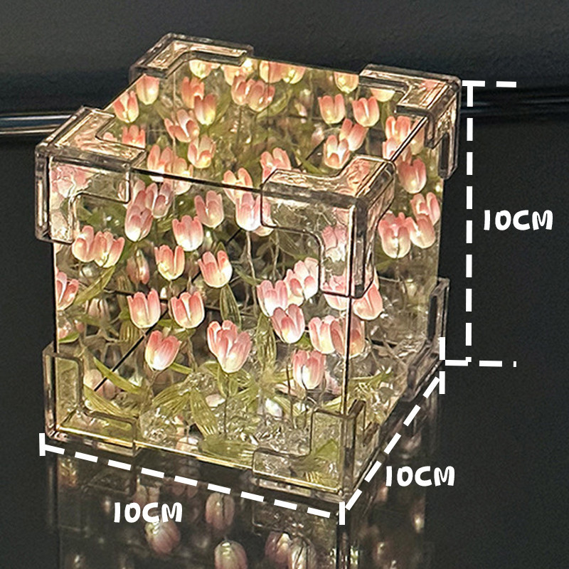 Đèn Ngủ Hoa Tulip Hình Cầu 10 Bông, DIY Tự Lắp Ráp, ánh Sáng Dịu Nhẹ, Tốt Nghiệp