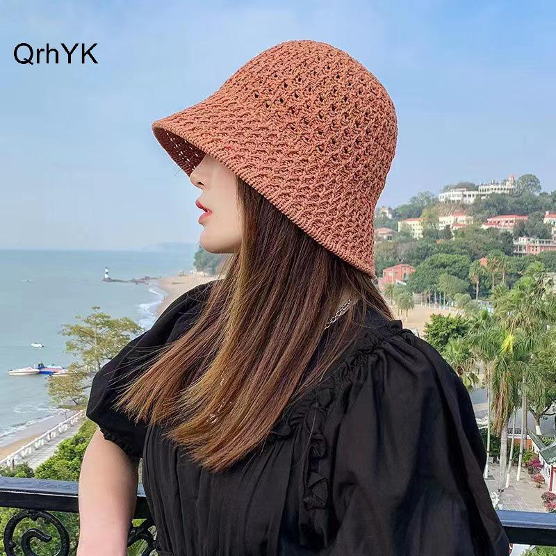 Thời Trang Nhà Máy Bé Gái Mũ Chống Nắng Rộng Vành Floppy Mũ Mùa Hè Cho Nữ Bãi Biển Panama Ống Hút Mái Vòm Dệt Buet Mũ Femme Bóng Mũ Nữ QrhYK