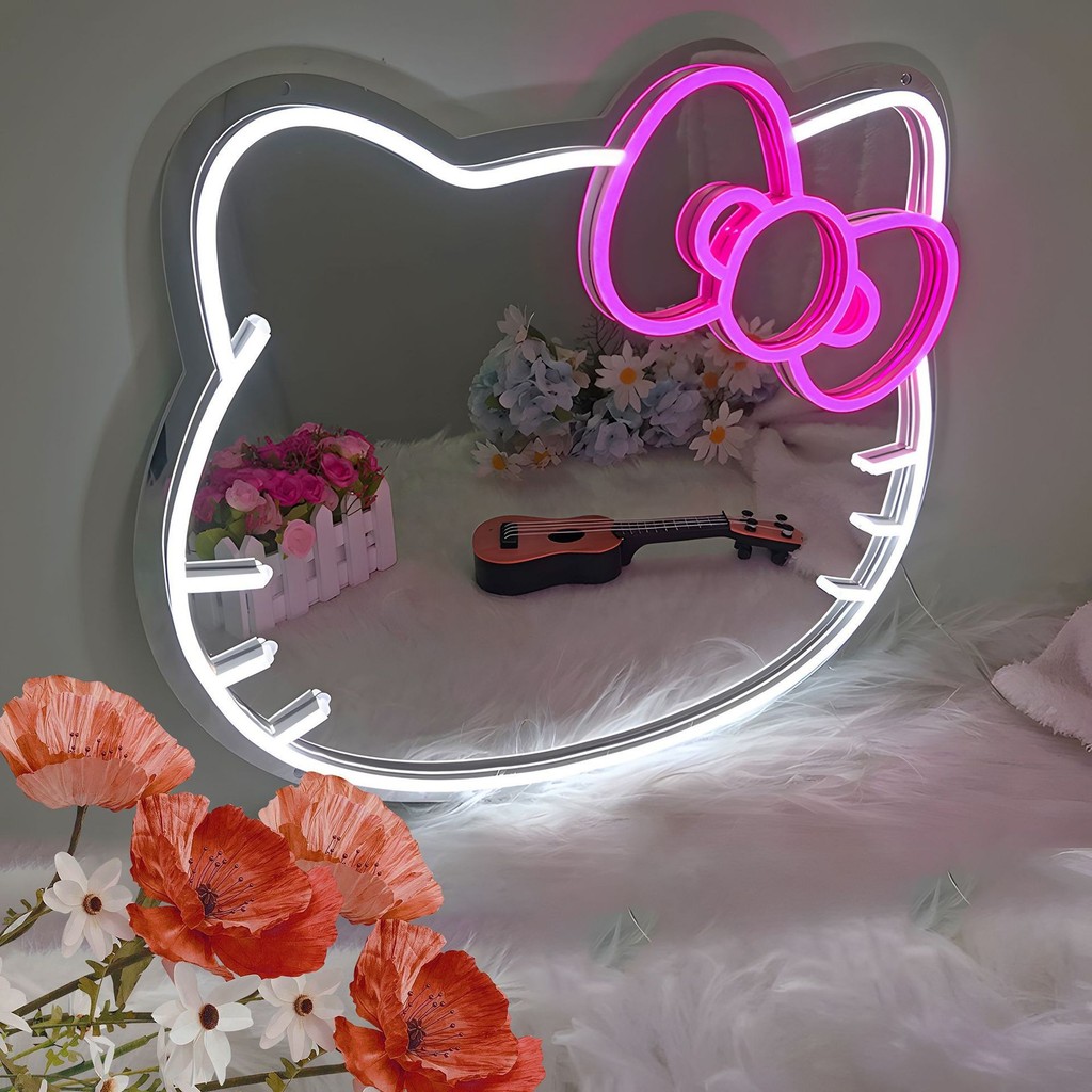Đèn LED Neon Gương Acrylic Hello Kitty Dạ Quang Trang Điểm Trang Trí Phòng Ngủ Không Khí FRG7