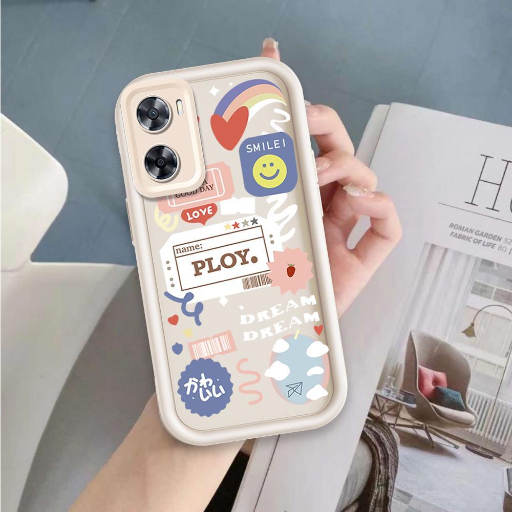 Ốp Cho OPPO A57 4G A77 4G A77S 4G Phim Hoạt Hình Silicon Màu Kẹo Vỏ Điện Thoại Mềm Nhãn TPU Nụ Cười Hoa Mắt Thiên Thần Ốp Lưng Chống Sốc