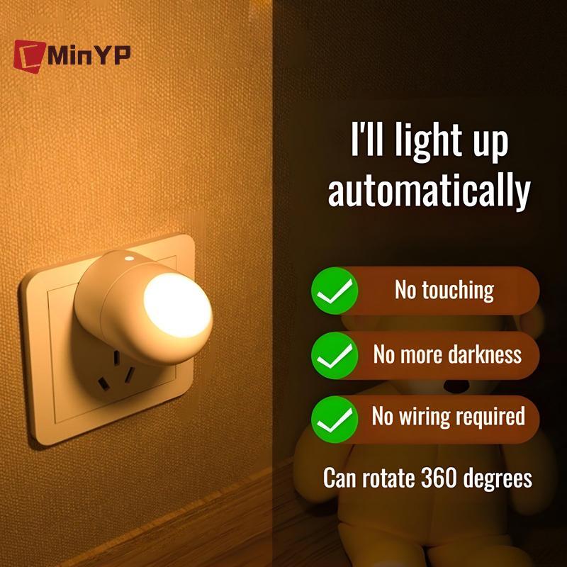 CMinYP 360° Đèn Ngủ LED Cảm Biến Ánh Sáng Mềm Mại Cho Bé Ăn Bảo Vệ Mắt Tiết Kiệm Năng Lượng Đèn Học Đọc Sách Hành Lang Vinh Quang