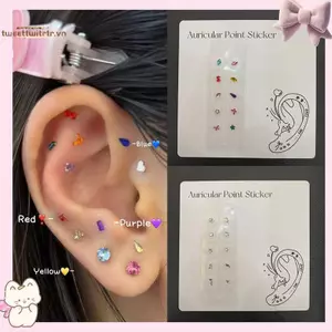 TRTR 10 Miếng Dán Thời Trang Nhiều Màu Sắc Kim Cương Giả Ngọc Trai Tai Stiers Áp Lực Tai Sti Châm Cứu Tai Móng Tay Massage VN