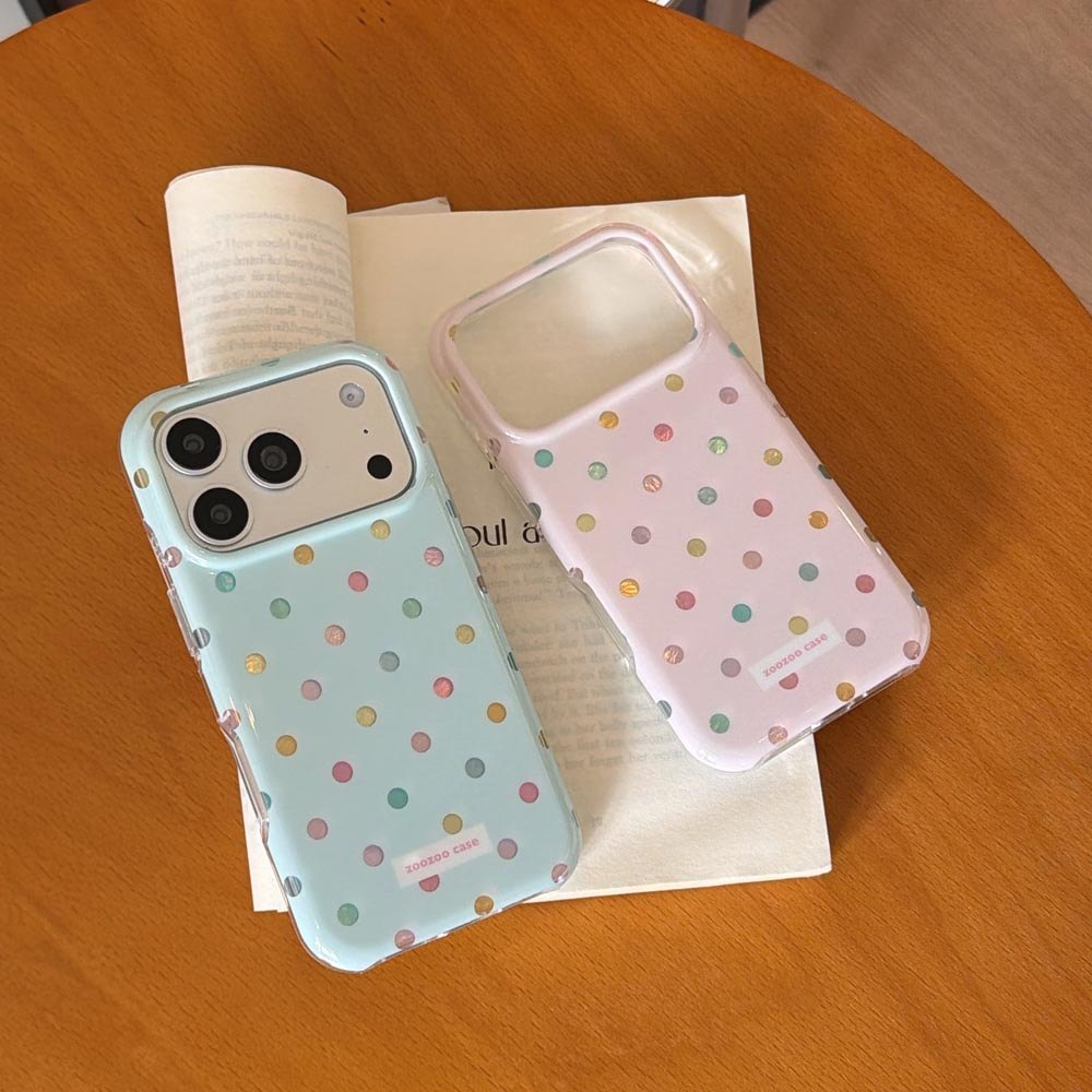 Vỏ cứng Tương thích với iPhone 13 14 14Pro 14ProMax 15 15Pro 15ProMax 16 16Pro 16ProMax 17 17Pro 17ProMax Ốp họa tiết chấm bi đầy màu sắc
