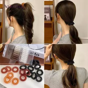 AqToCna 9 Chiếc Dây Điện Thoại Nhiều Màu Sắc Dây Buộc Tóc Co Giãn Cho Bé Gái Mũ Đuôi Ngựa Giá Đỡ Dây Cao Su Nữ Sang Trọng Phụ Kiện Tóc AqToCna