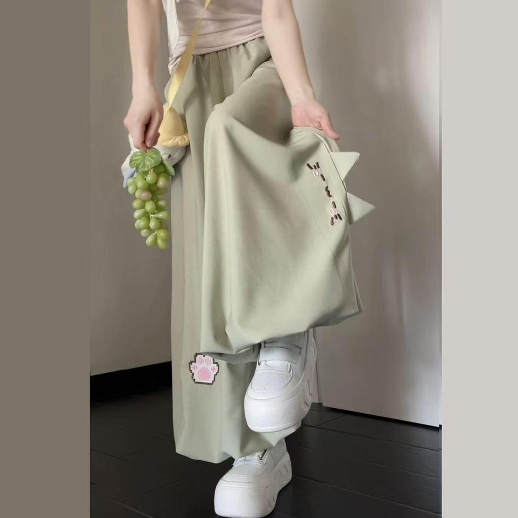 [Thời gian có hạn Seckill] Mềm mại dễ thương Mèo thêu hoa mùa hè dáng rộng Mùa hè Phong cách mới Quần thường ngày dễ thương Quần Preppy Phong cách sinh viên