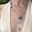 Bướm Xanh Mát Đính Hạt Nhiều Lớp Tua Rua Xếp Chồng Vòng Cổ Nữ Niche Cao Cấp choker Sang Trọng Xương Đòn Dây Chuyền