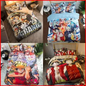 ST2 One Piece Luffy Anime 3in1 Bộ Chăn Ga Gối Chăn Ga Gối Phòng Ngủ Thoải Mái Có Thể Giặt Phù Hợp Với TS2
