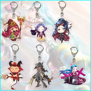 HT2 Arcane Móc Khóa Anime Acrylic Móc Khóa Jinx Vi Túi Pendent Dễ Thương LOL Móc Chìa Khóa Vòng Phụ Kiện Thời Trang Quà Tặng TH2